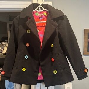 Colorful Button Black Women's Jacket